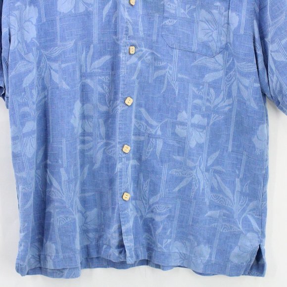 Vintage Jamaica Jaxx Hawaiian Silk Shirt Mens Blue Button Down Collared Large L - Picture 4 of 9